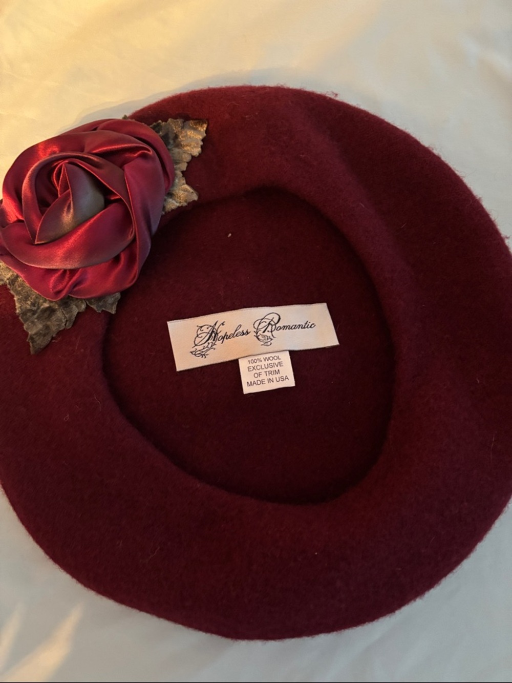 Vintage Wool Beret in wine color